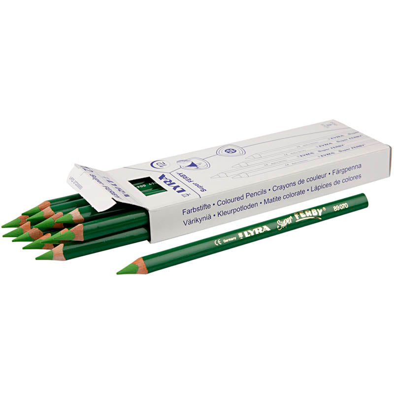 Super Ferby 1 colouring pencils, L: 18 cm, lead 6,25 mm, light green, 12 pc
