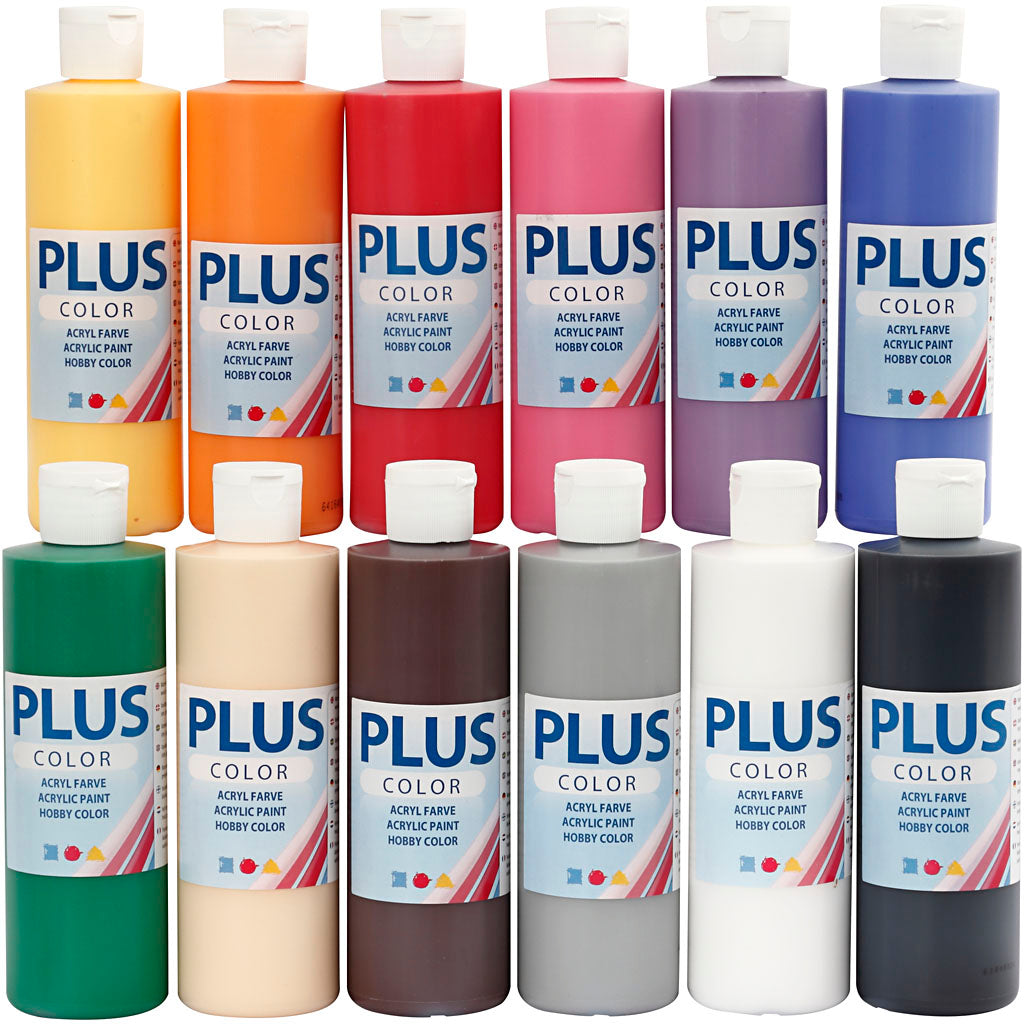 Plus Color Craft Paint, standard colours, 12x250 ml