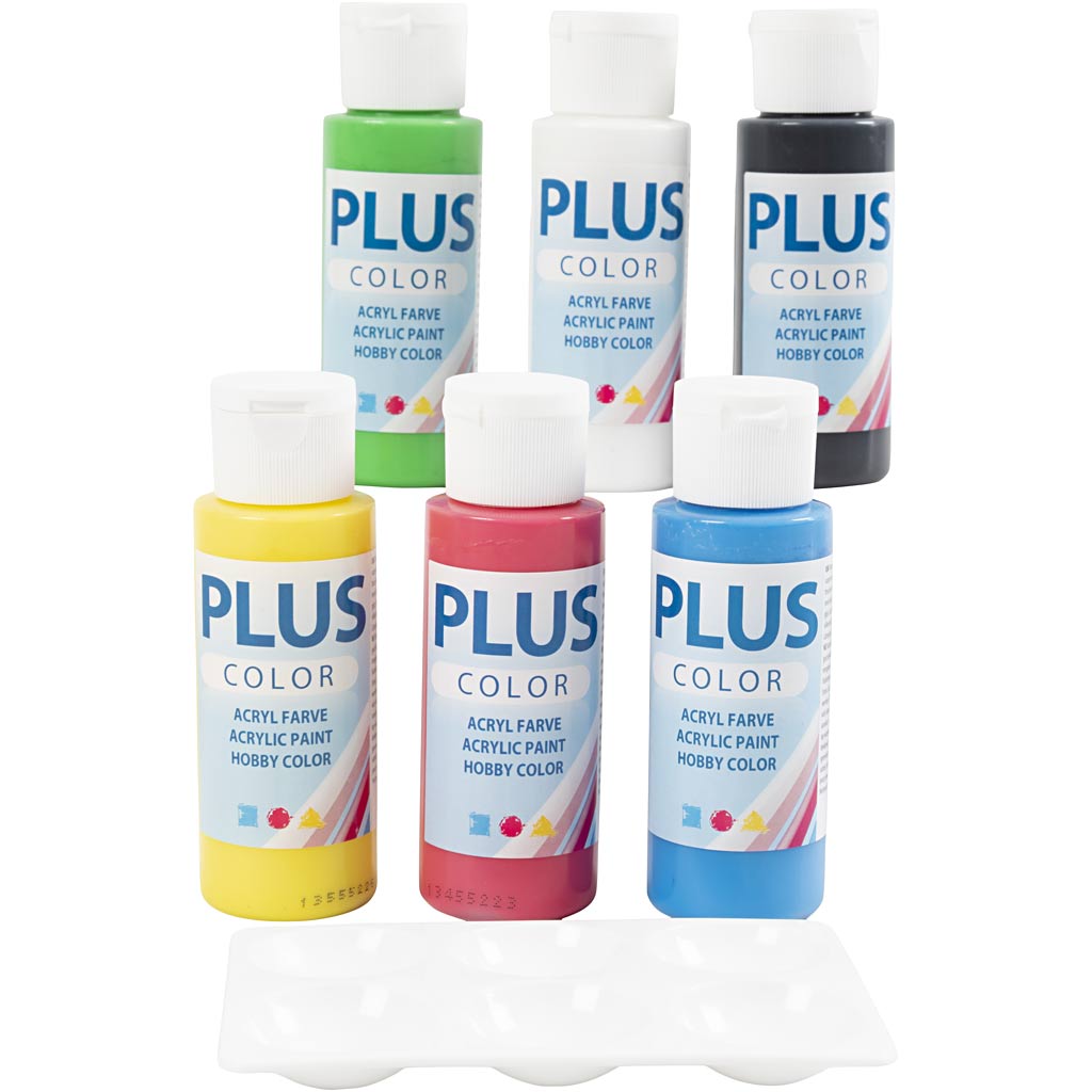 Plus Color Craft Paint, primary colours, 6x60 ml