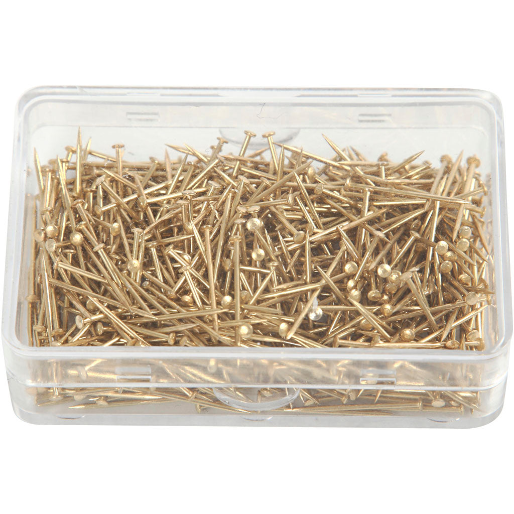 Straight Pins, L: 16 mm, thickness 0,65 mm, ca. 500 pc, gold, 35 g
