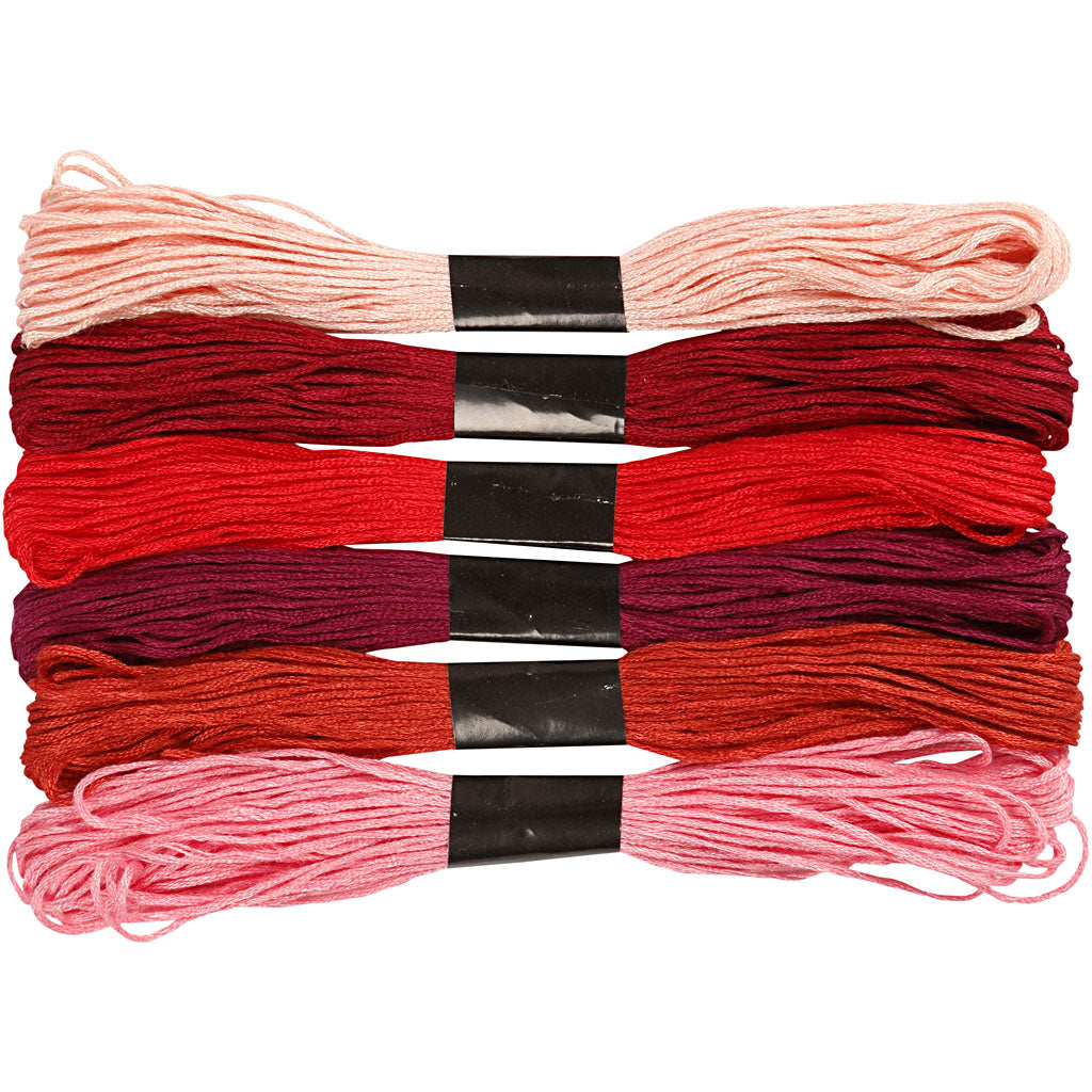 Embroidery Thread, thickness 1 mm, red harmony, 6 bundle