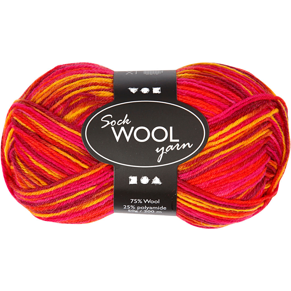 Sock Yarn, L: 200 M, assorted colours, 50 g/ 1 ball