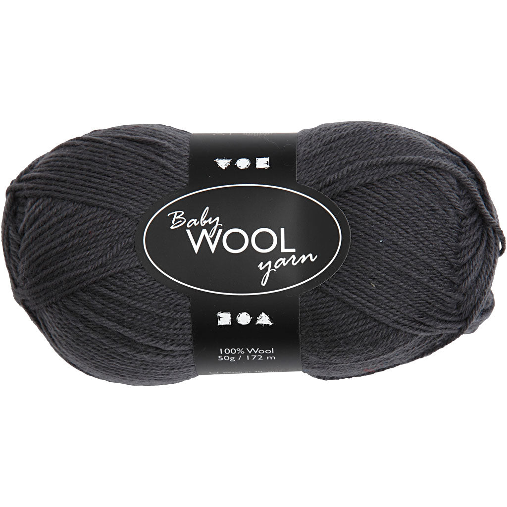 Baby Yarn, L: 172 M, dark grey, 50 g/ 1 ball