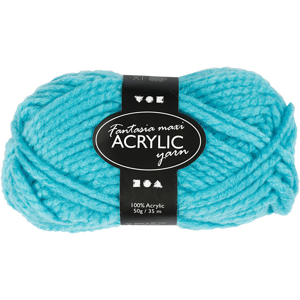 Fantasia Acrylic Yarn, L: 35 M, Maxi, turquoise, 50 g/ 1 ball