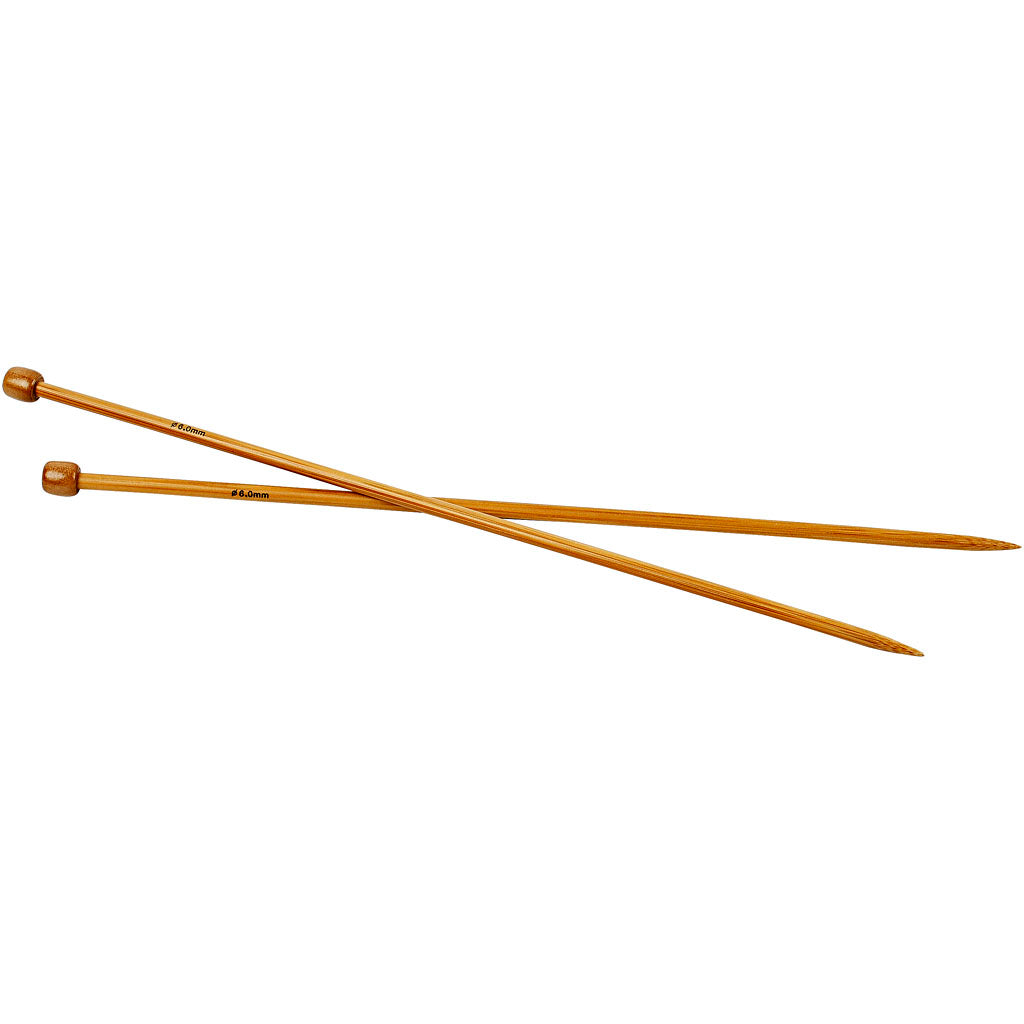Knitting Needles, L: 35 cm, size 6 mm, 1 pair