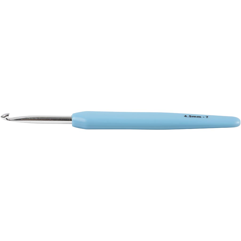 Crochet Hook, no. 4,5, L: 13,3 cm, size 4,5 mm, light blue