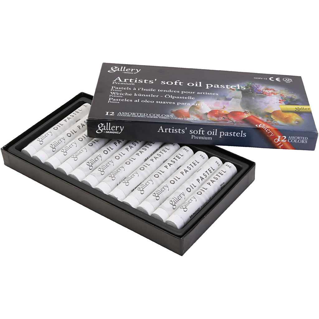 Gallery Oil Pastel, L: 7 cm, dia. 11 mm, thickness 11 mm, white, 12 pc