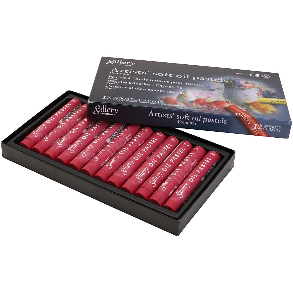 Gallery Oil Pastel, L: 7 cm, dia. 11 mm, thickness 11 mm, carmine red, 12 pc