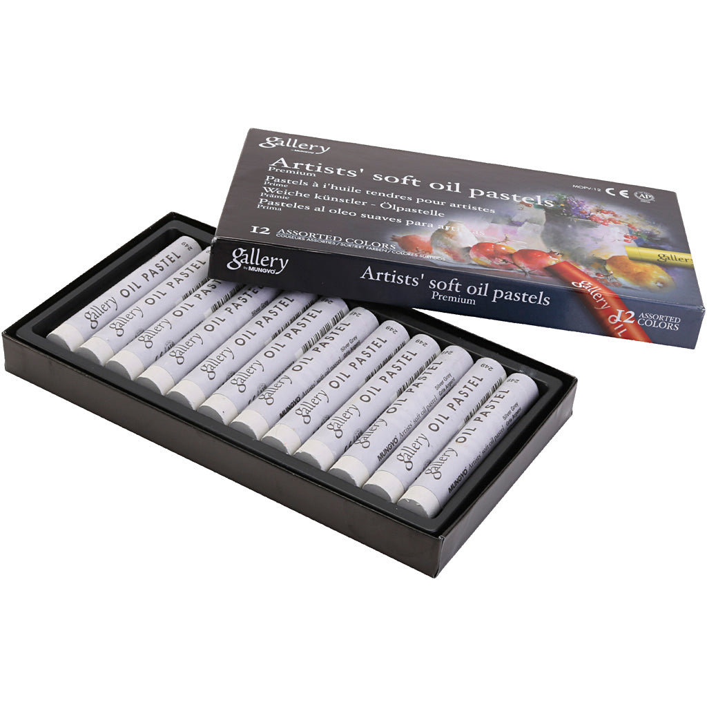 Gallery Oil Pastel, L: 7 cm, dia. 11 mm, thickness 11 mm, grey metal, 12 pc