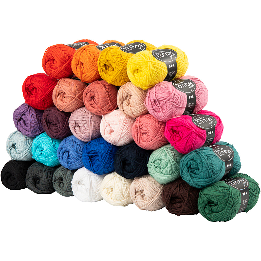 Cotton Yarn, no. 8/4, L: 170 M, assorted colours, 30x50 g