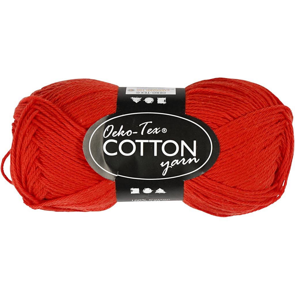 Cotton Yarn, no. 8/4, L: 170 M, needle 3-3,5, red, 50 g/ 1 ball