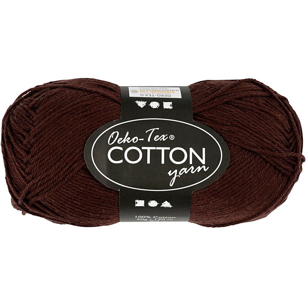 Cotton Yarn, no. 8/4, L: 170 M, needle 3-3,5, dark brown, 50 g/ 1 ball