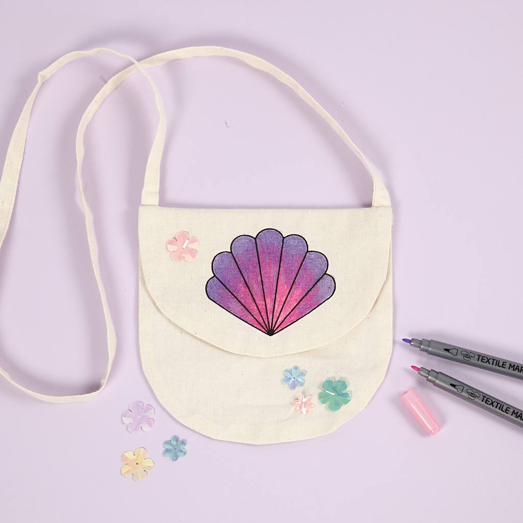 Shoulder Bag, seashell, size 15x14 cm, 110 g, light natural