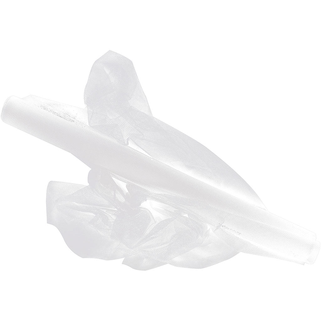 Tulle, W: 50 cm, white, 5 m/ 1 roll