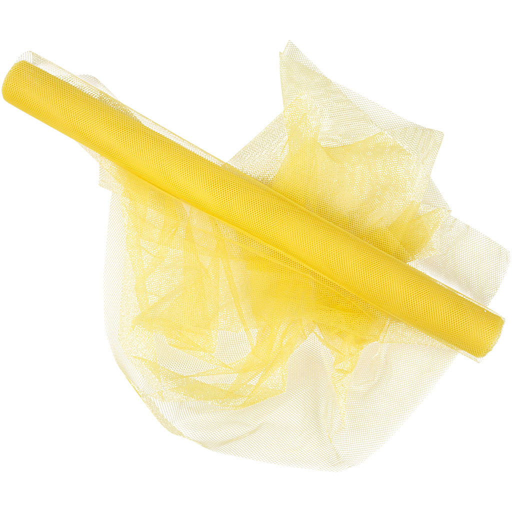 Tulle, W: 50 cm, yellow, 5 m/ 1 roll