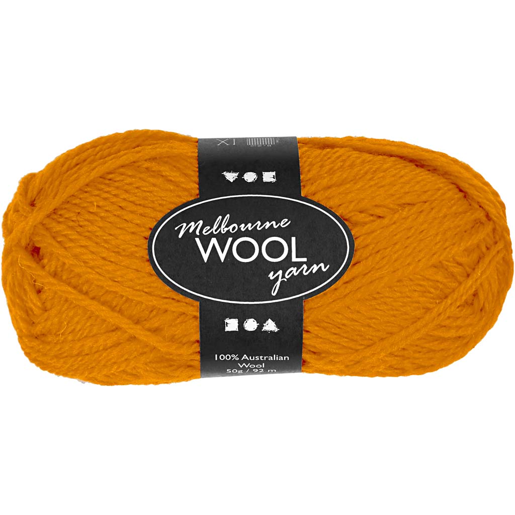 Melbourne Wool Yarn, L: 92 M, ochre, 50 g/ 1 ball