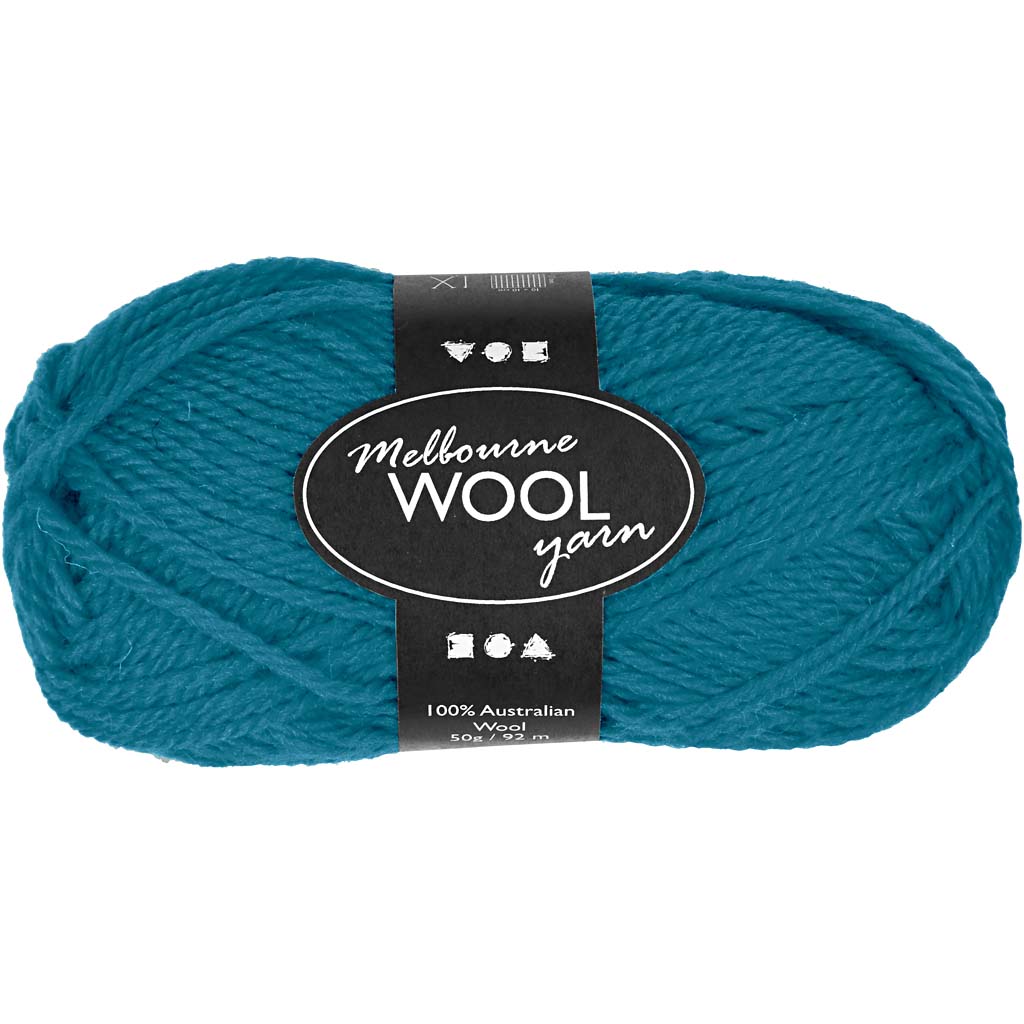 Melbourne Wool Yarn, L: 92 M, petrol, 50 g/ 1 ball