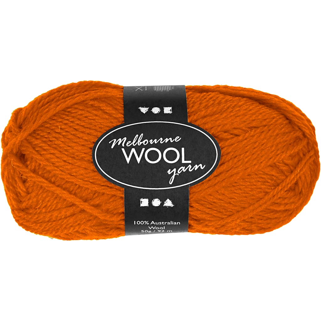 Melbourne Wool Yarn, L: 92 M, orange, 50 g/ 1 ball