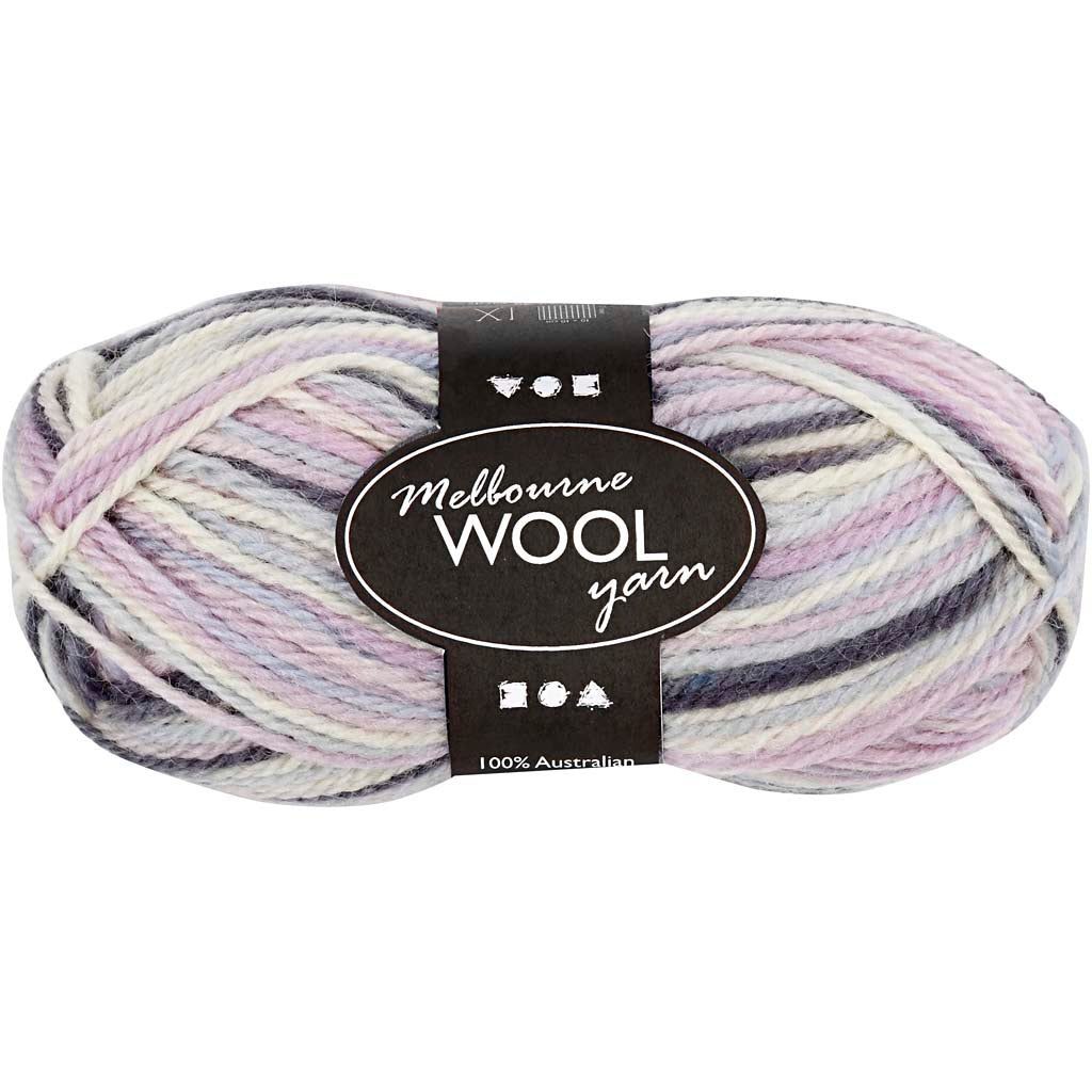 Melbourne Wool Yarn, L: 92 M, pastel lilac, 50 g/ 1 ball