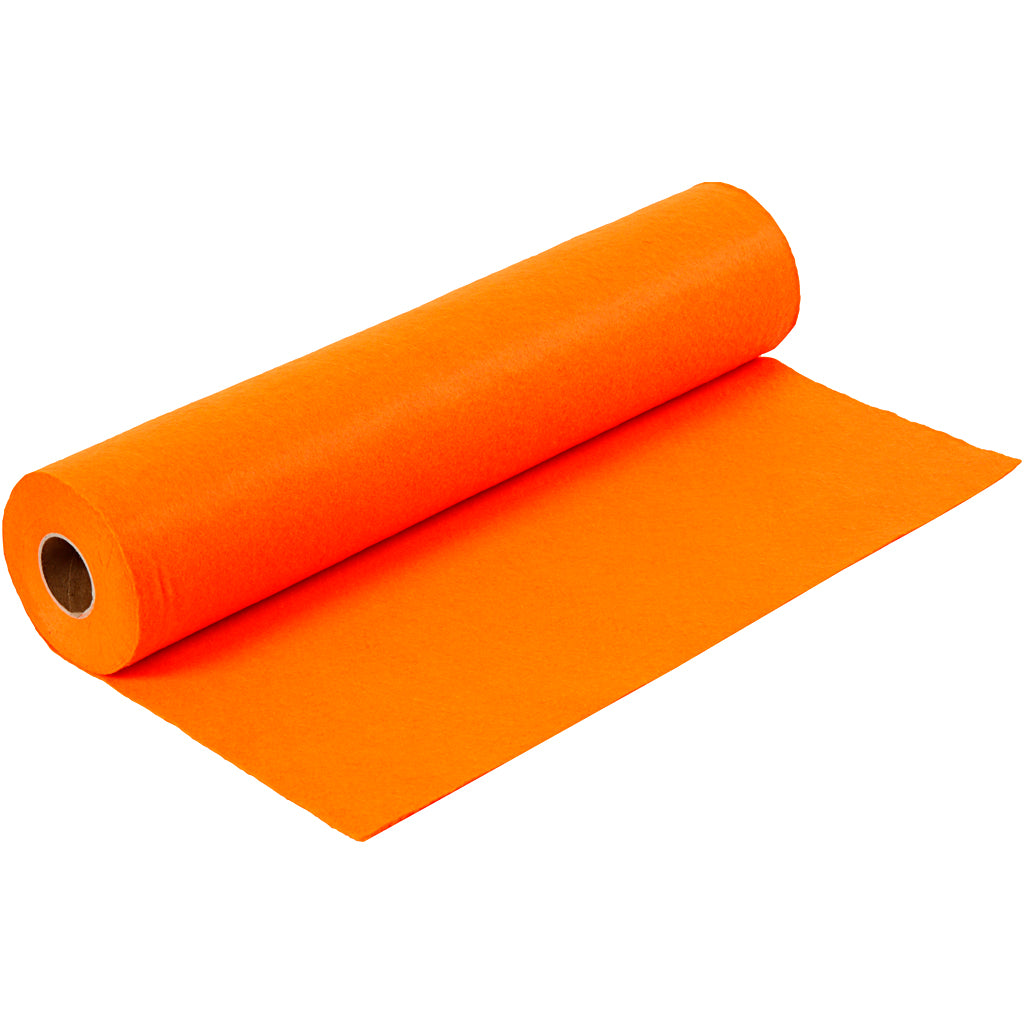 Craft felt, W: 45 cm, thickness 1,5-2 mm, 180-200 g, orange, 5 m/ 1 roll