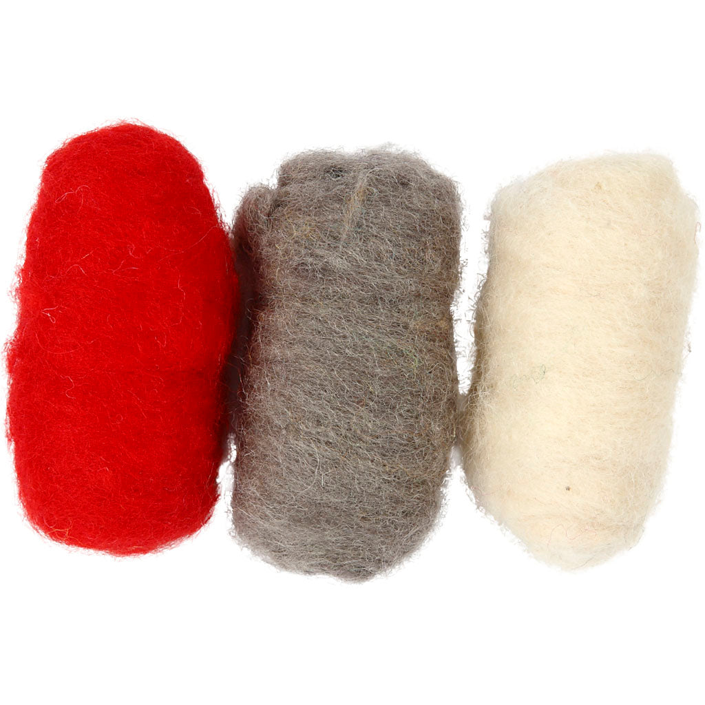 Carded Wool, red/white harmony, 3x10 g