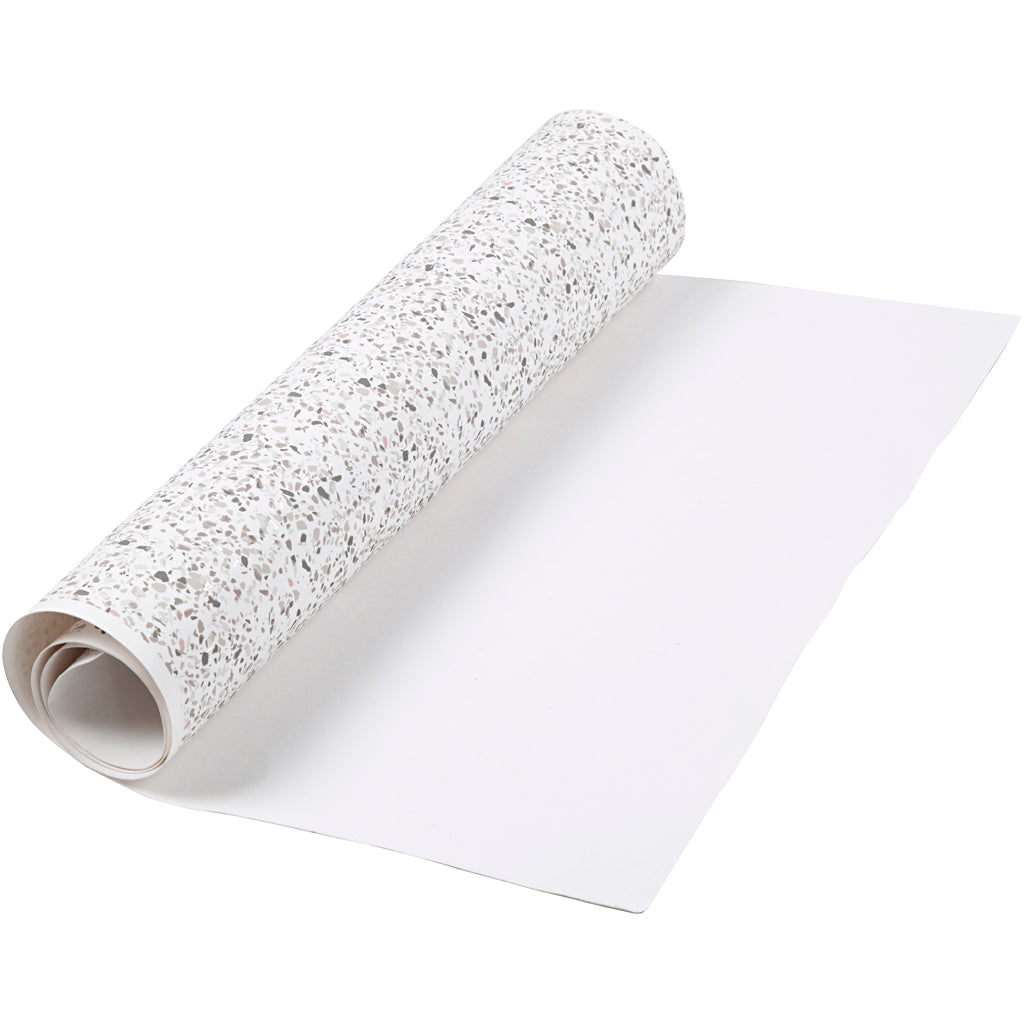Faux Leather Paper, W: 49,5 cm, foil,printed, 350 g, white, 1 m/ 1 roll
