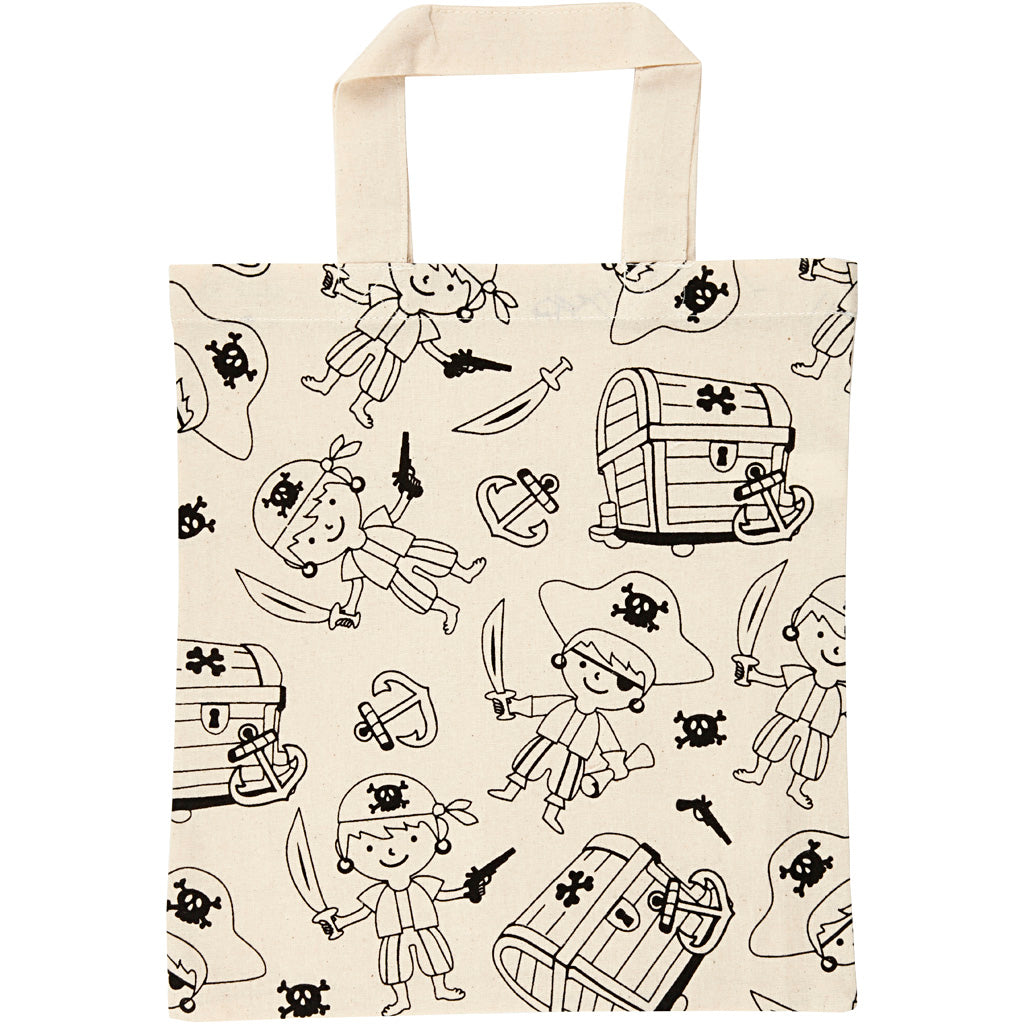 Tote bag, pirates, size 27,5x30 cm, 135 g, light natural
