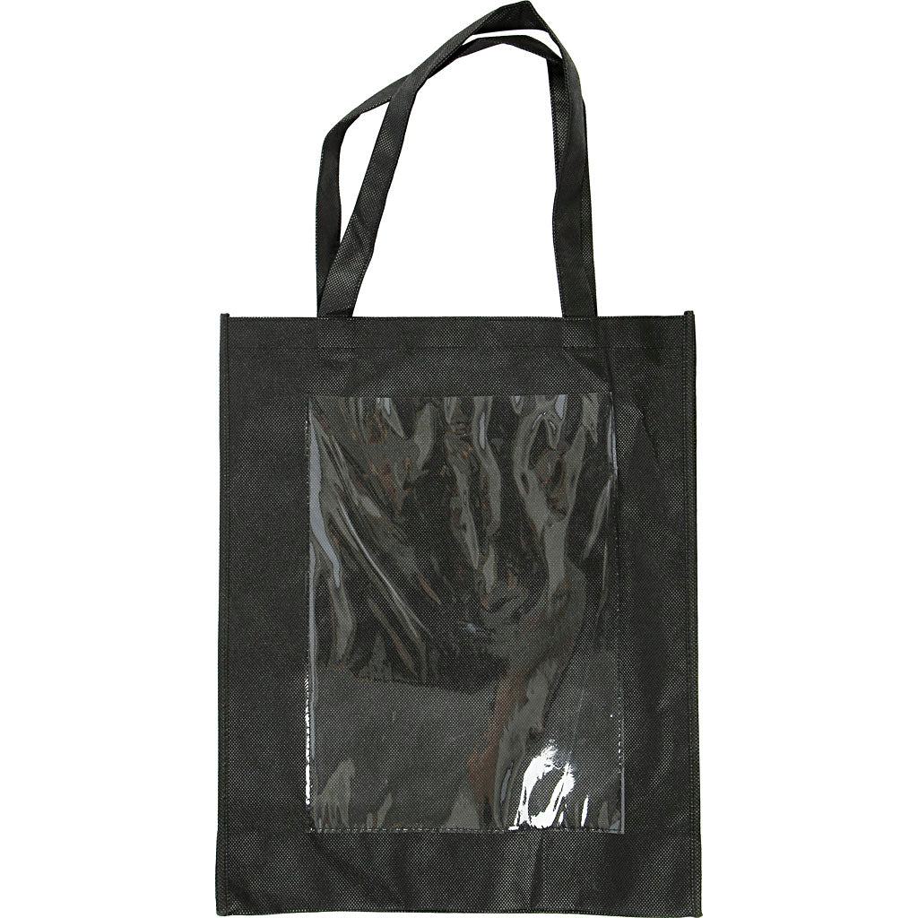 Bag with Plastic Front, size 42x34x12 cm, black