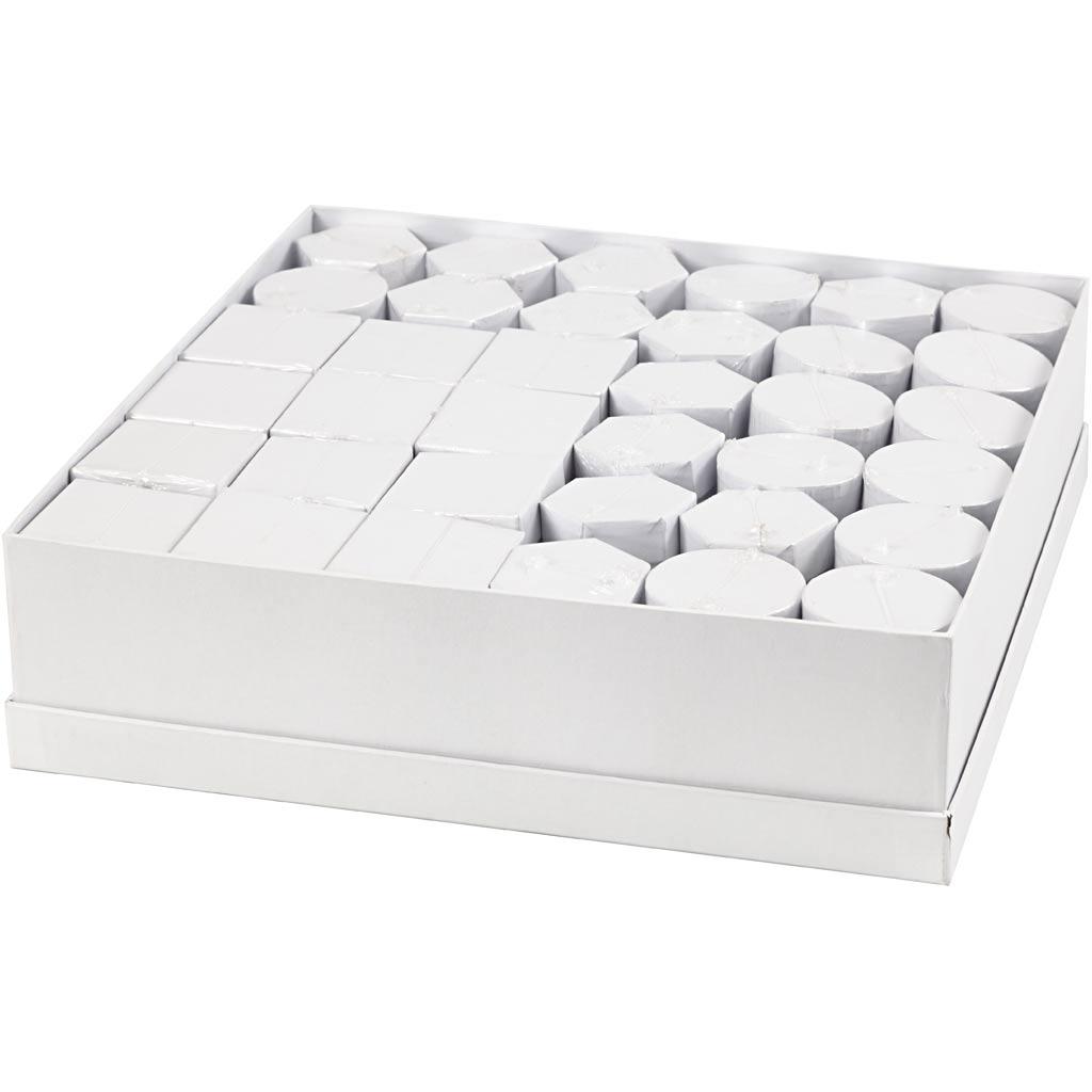 Boxes, H: 7+9 cm, size 4,5+6 cm, white, 36 set