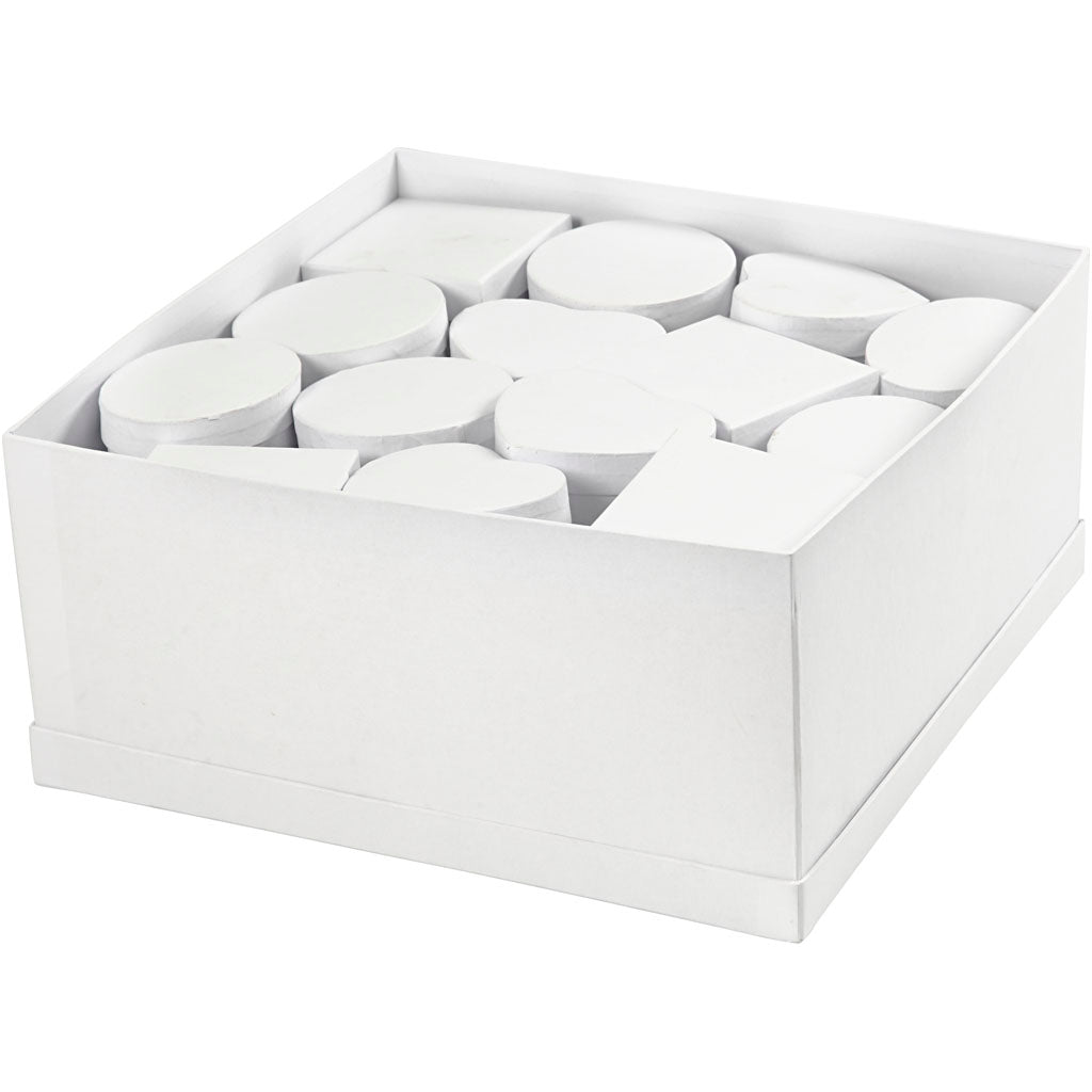 Boxes, H: 5 cm, dia. 10-12 cm, white, 27 pc
