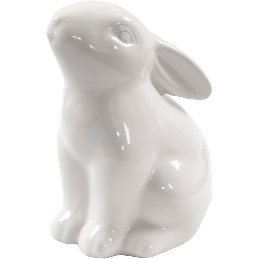 Hare, H: 9 cm, dia. 5,5 cm, white, 12 pc