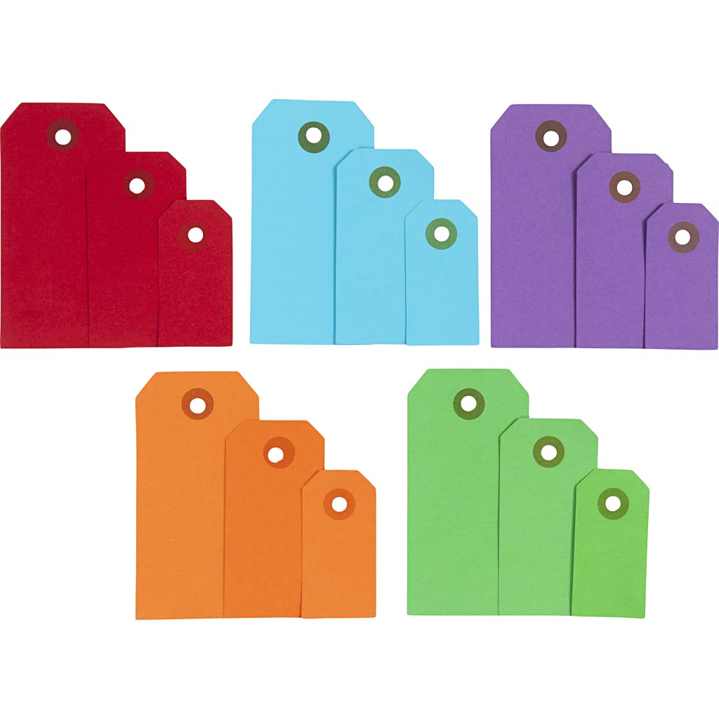 Manila Tags, size 3x6+4x8+5x10 cm, 220 g, assorted colours, 500 pc