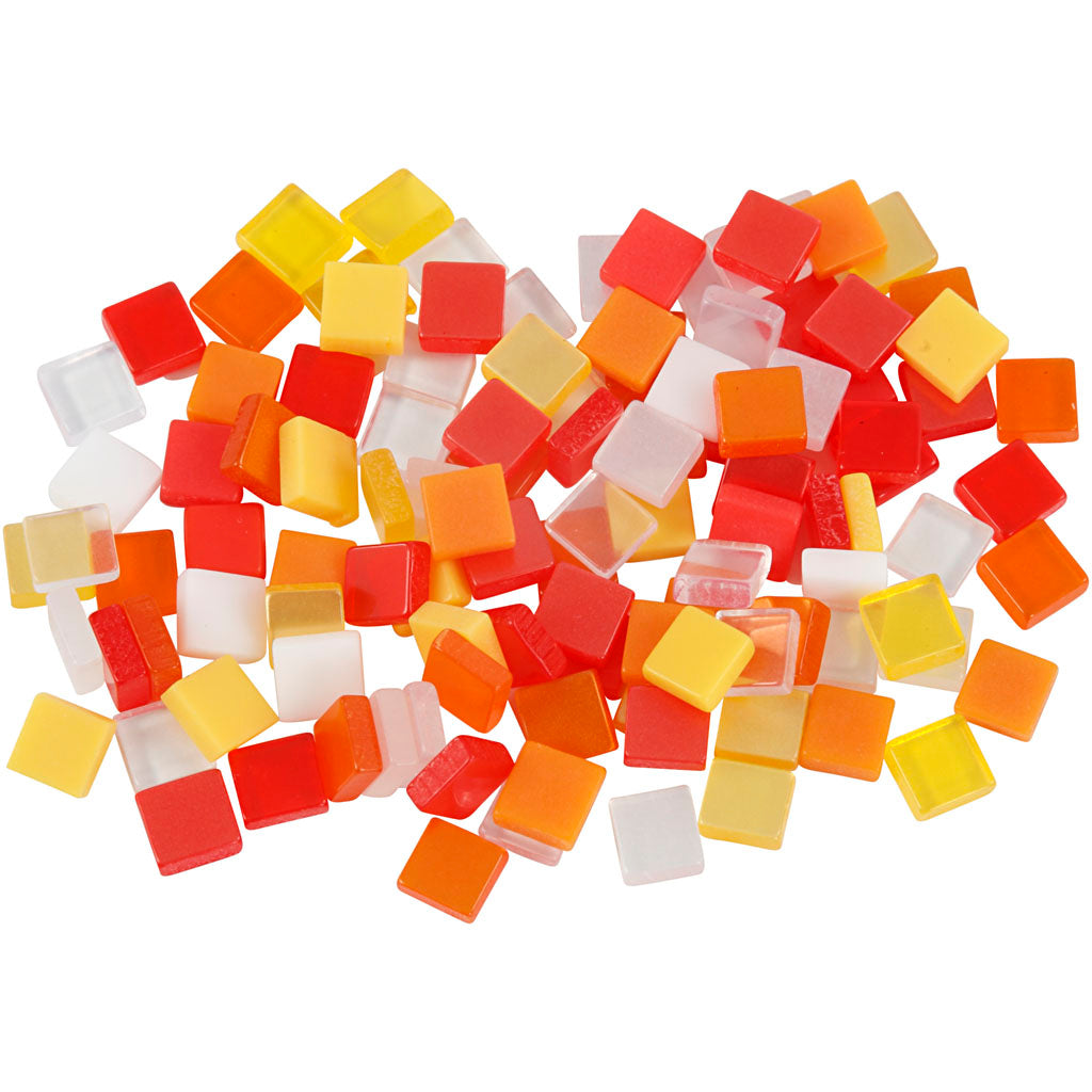 Mini Mosaic, size 5x5 mm, thickness 2 mm, red/orange harmony, 25 g