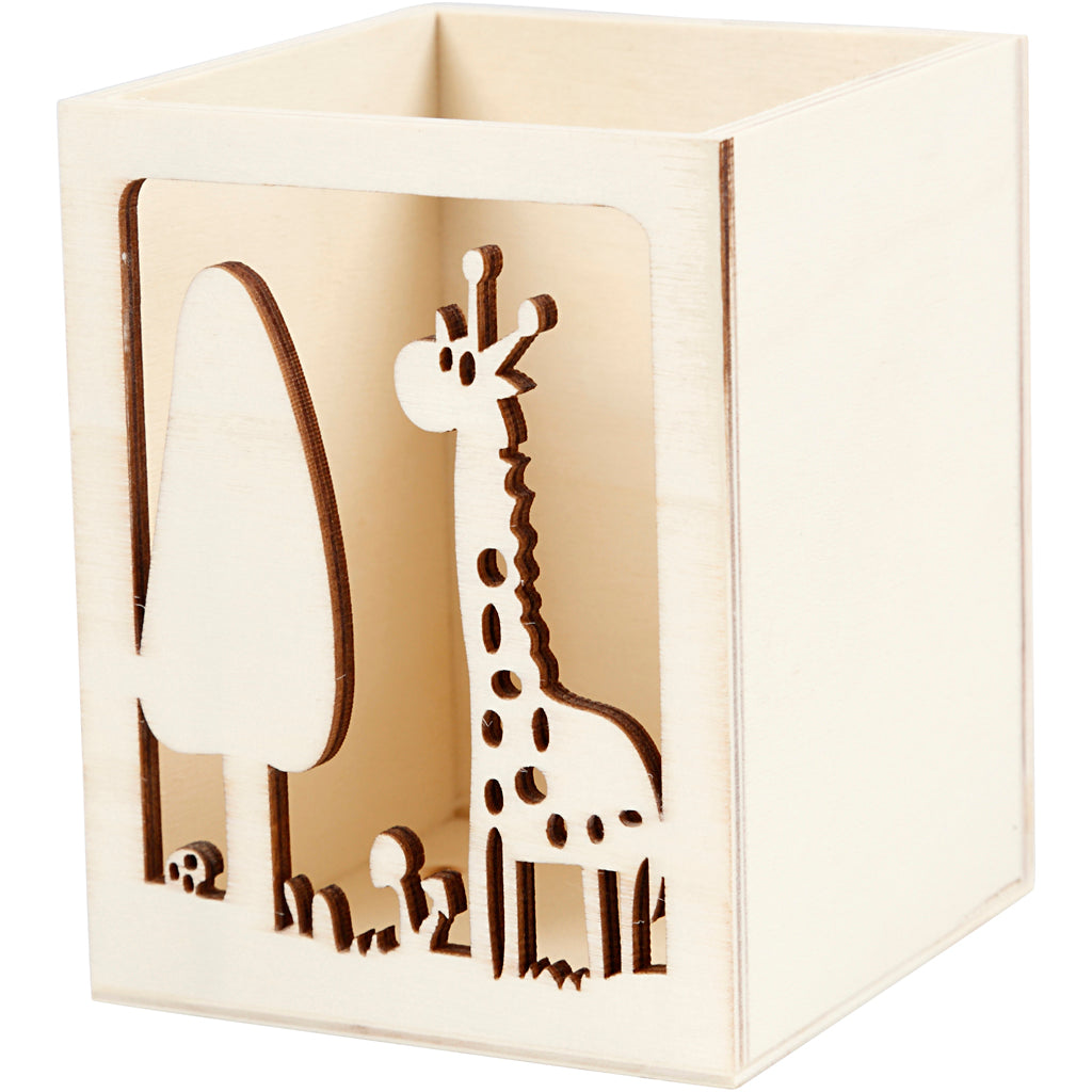 Pencil holder, giraffe, H: 10 cm, L: 8 cm, W: 8 cm, thickness 4 mm