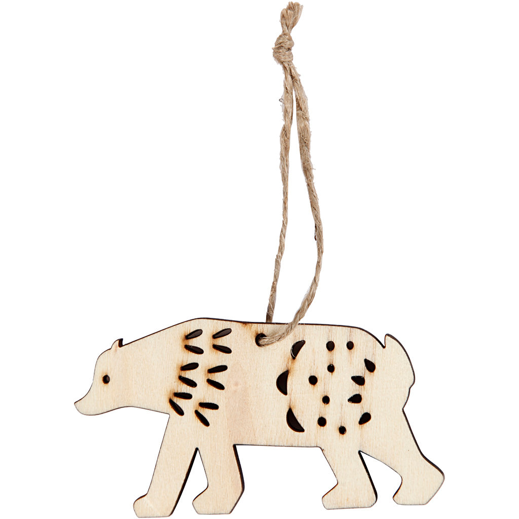 Ornament, polar bear, H: 4,5 cm, D. 0,5 cm, W: 7,5 cm, 4 pc