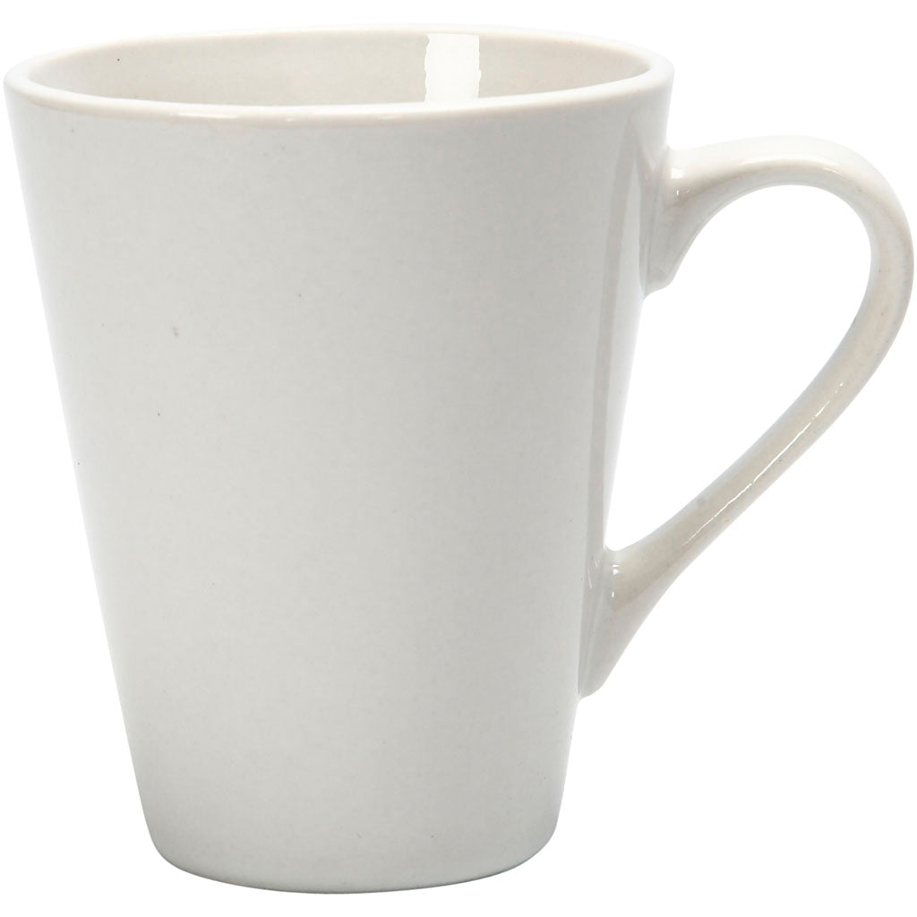 Mugs, H: 10 cm, dia. 5-8 cm, 250 ml, white, 12 pc