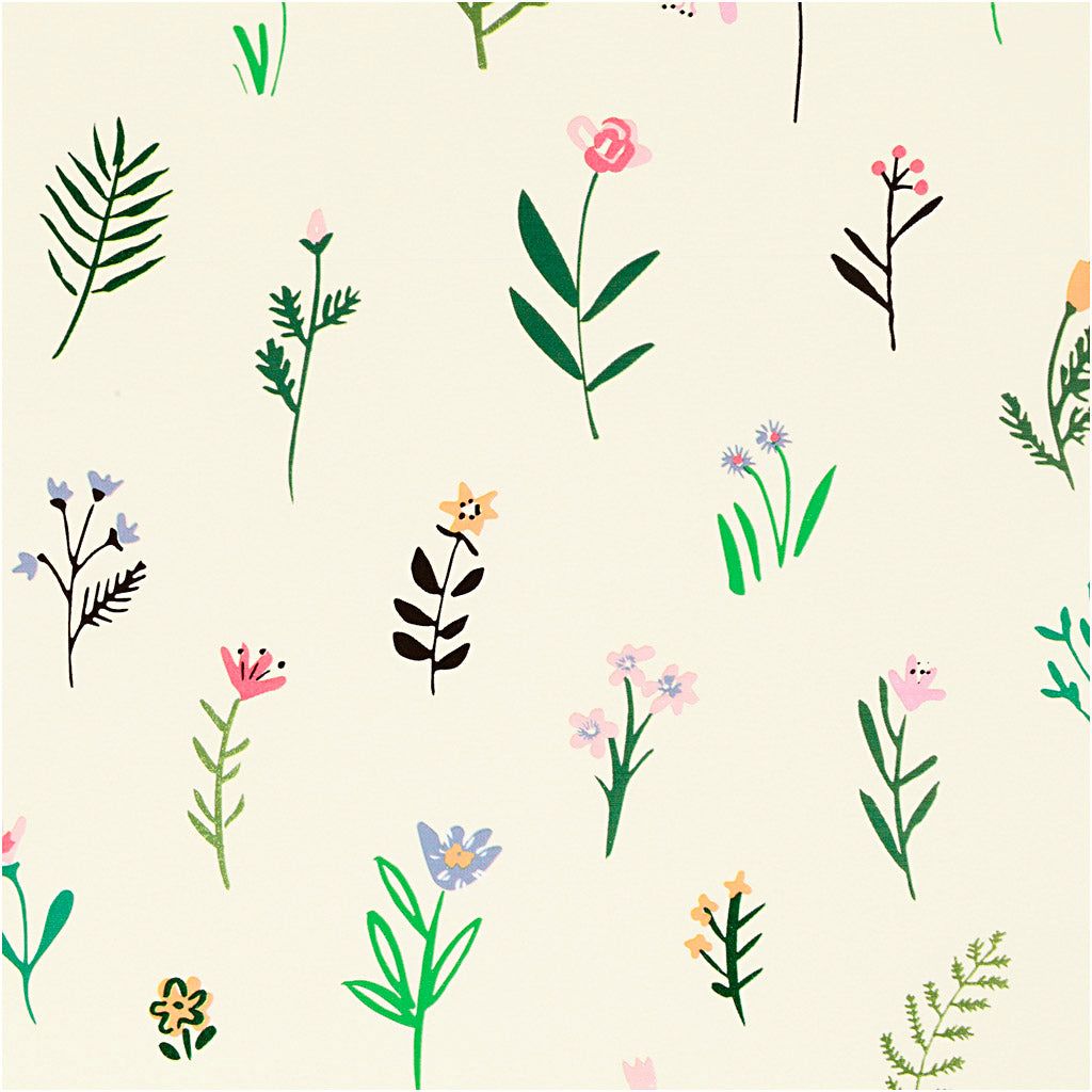 Gift wrap, flora, W: 50 cm, 80 g, 100 m/ 1 roll