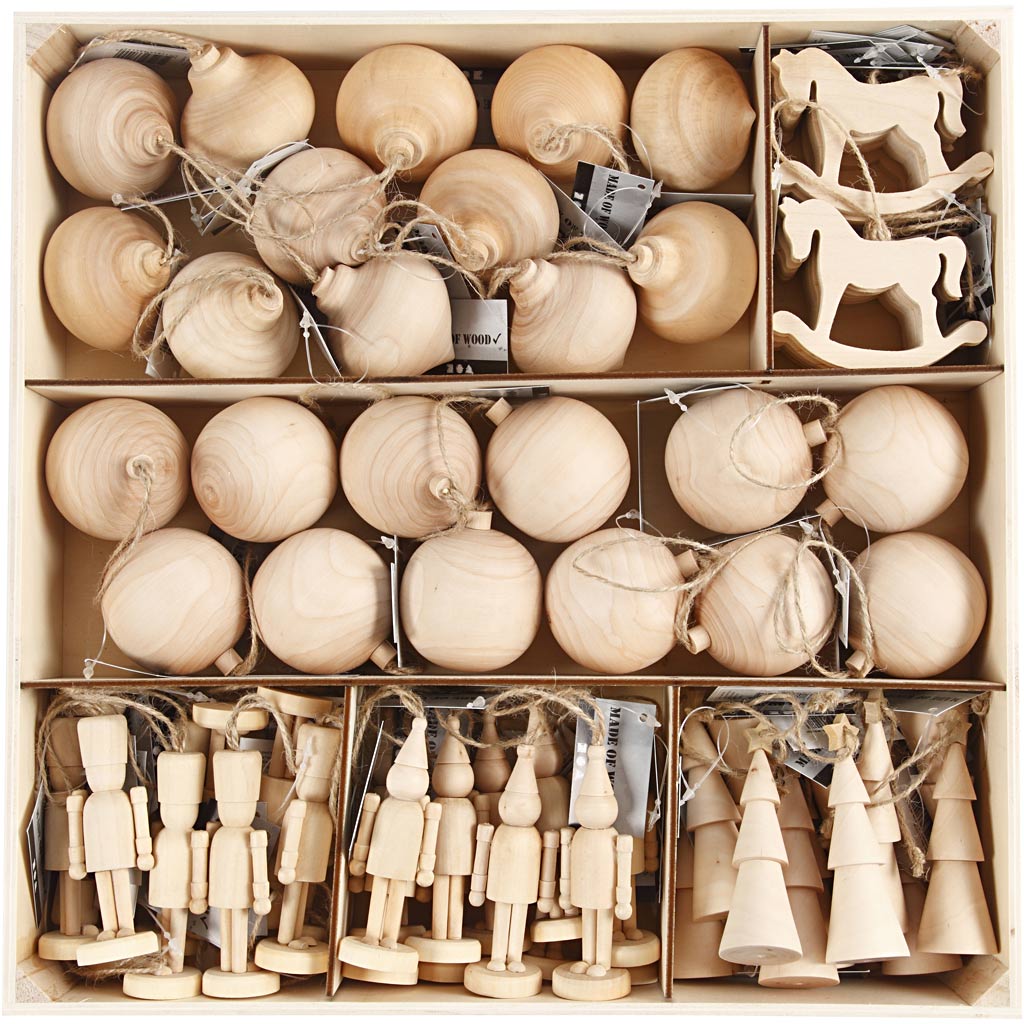 Christmas Ornaments, H: 5,5-9 cm, 72 pc