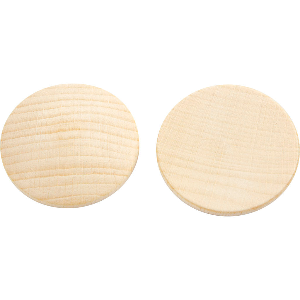Wooden buttons, dia. 40 mm, thickness 5,2 mm, 100 pc