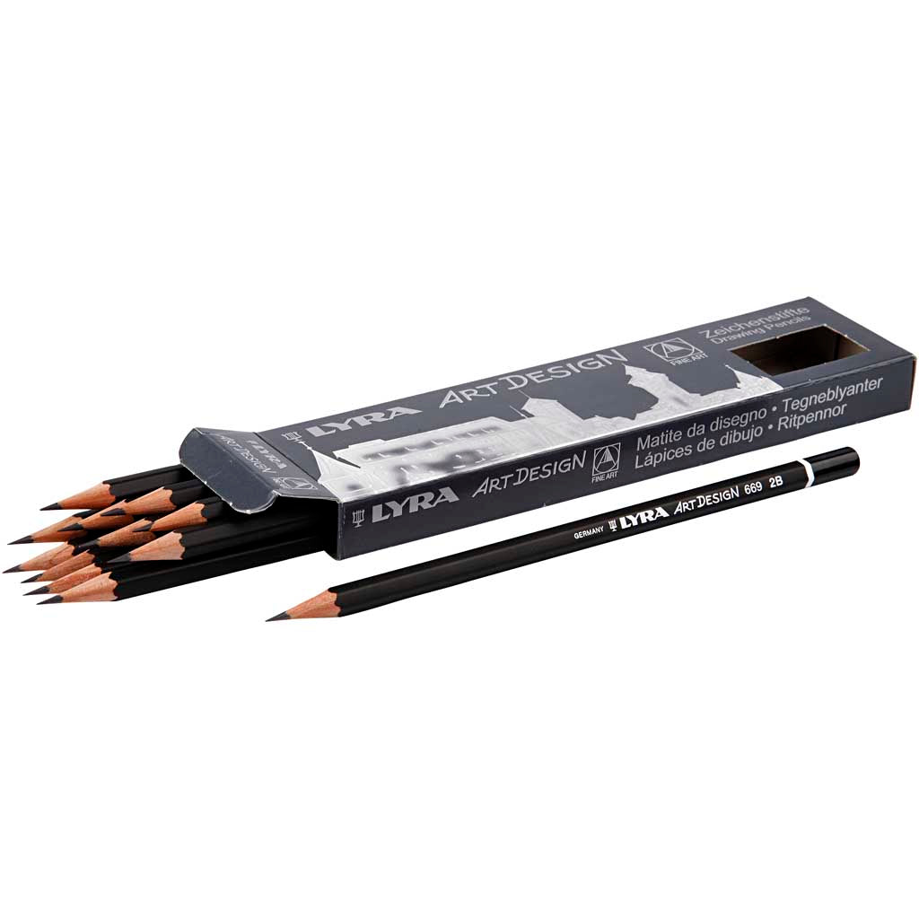 Art Design Drawing Pencils, dia. 6,9 mm, 2B, lead 1,8 mm, 12 pc