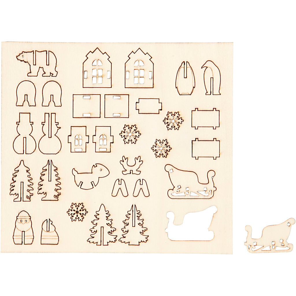 Self-Assembly Figures, christmas, L: 15,5 cm, W: 17 cm, thickness 3 mm, 1 pack