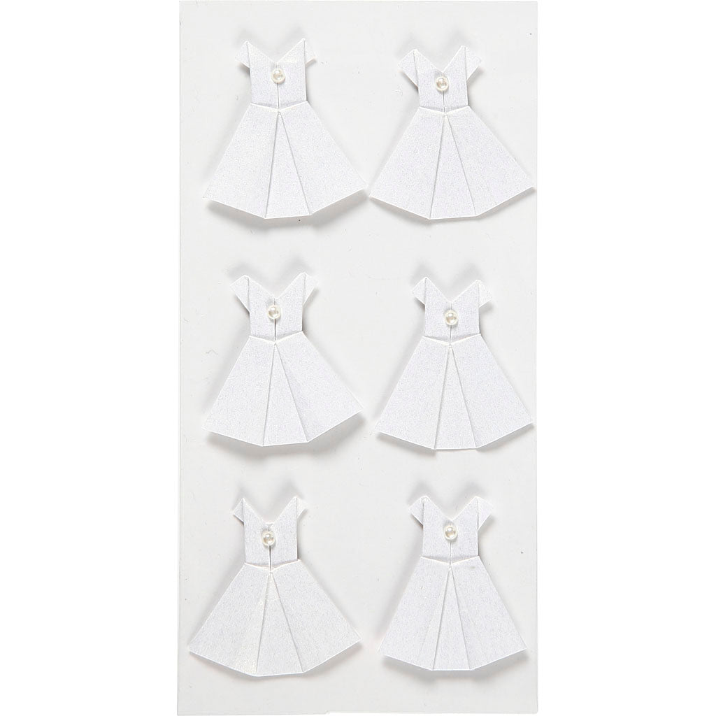 Stickers, dress, size 35x31 mm, white, 6 pc