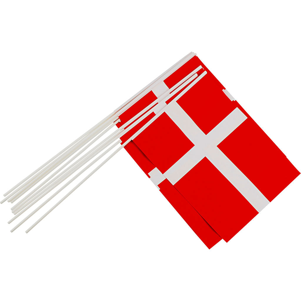 Waving Flags, L: 50 cm, size 20x27 cm, 10 pc, Denmark