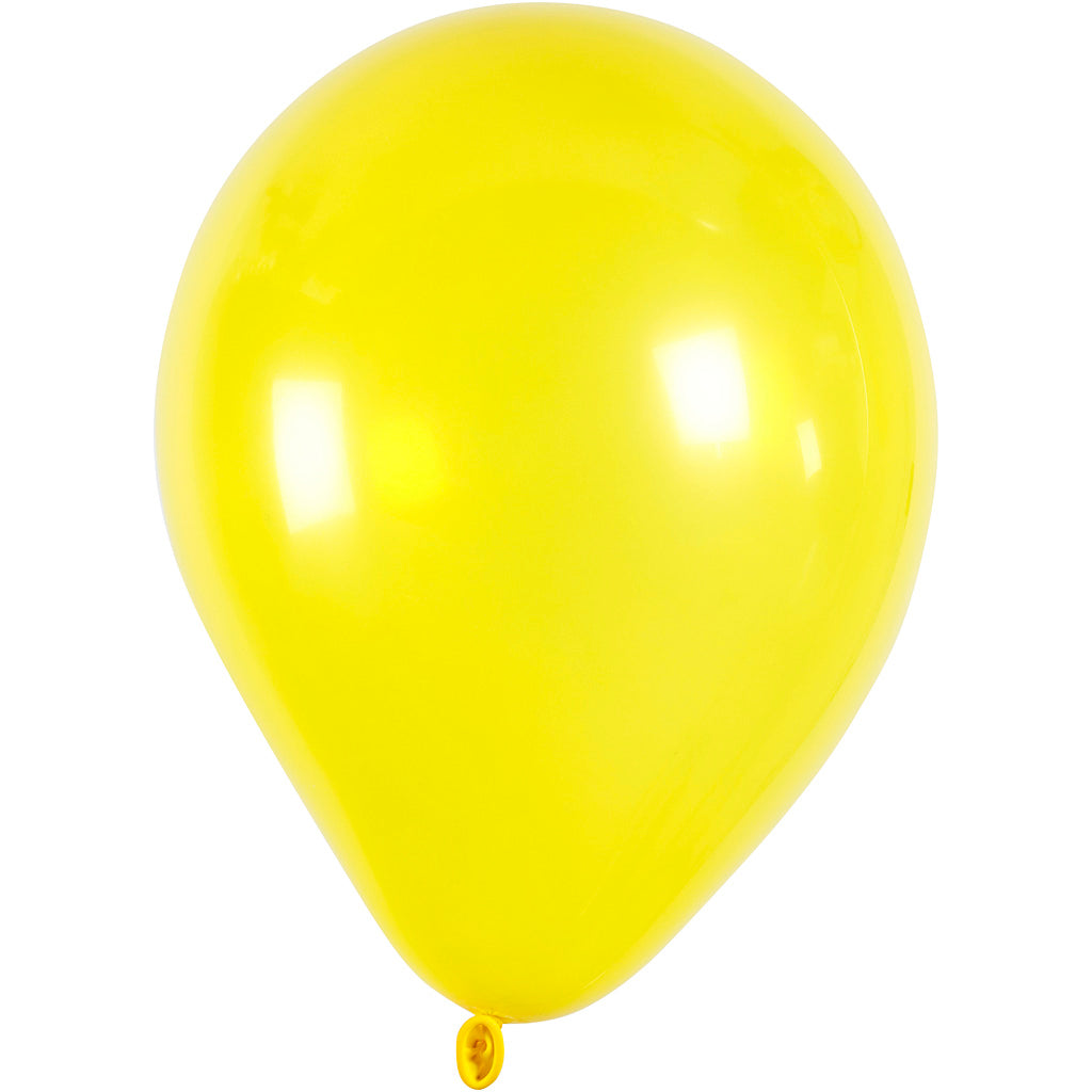 Balloons, round, dia. 23 cm, yellow, 10 pc