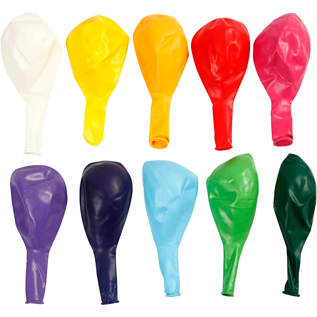 Balloons, round, dia. 23 cm, assorted colours, 10 pc