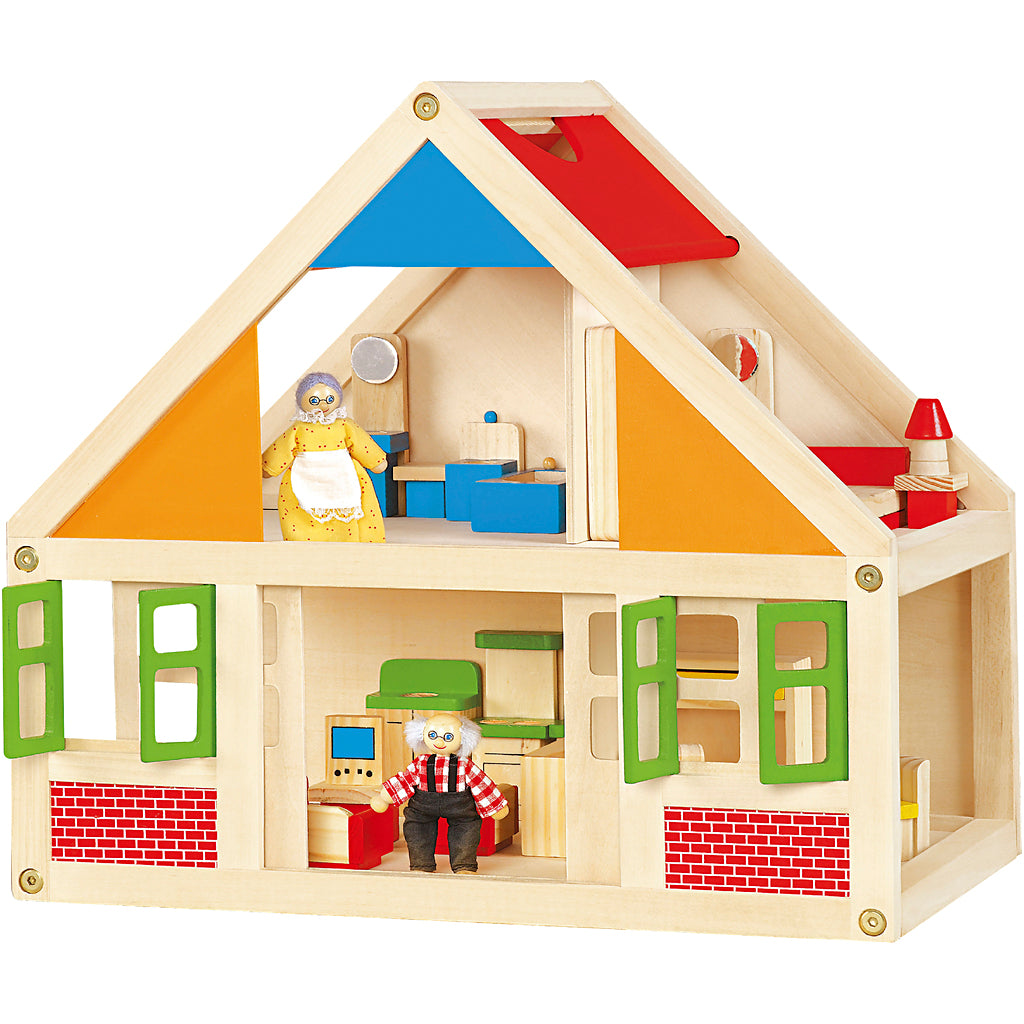 VIGA wooden doll's house, size 43x40x27 cm