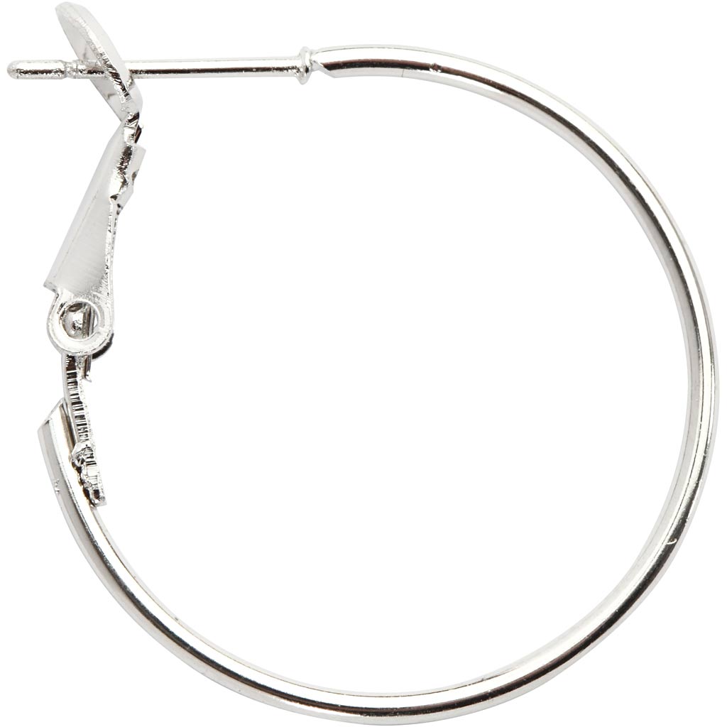 Earrings, dia. 25 mm, silver-plated, 8 pc