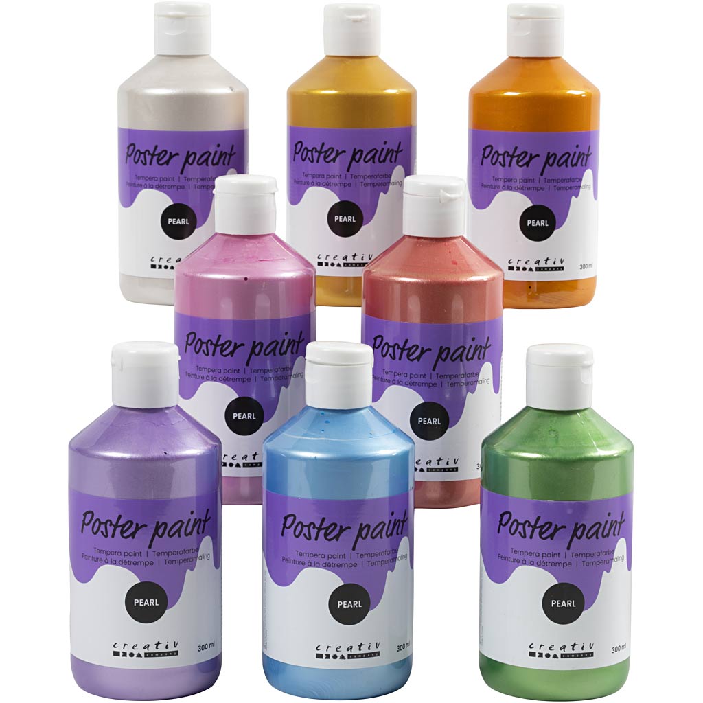 Poster paint Pearlescent, assorted colours, 8x300 ml
