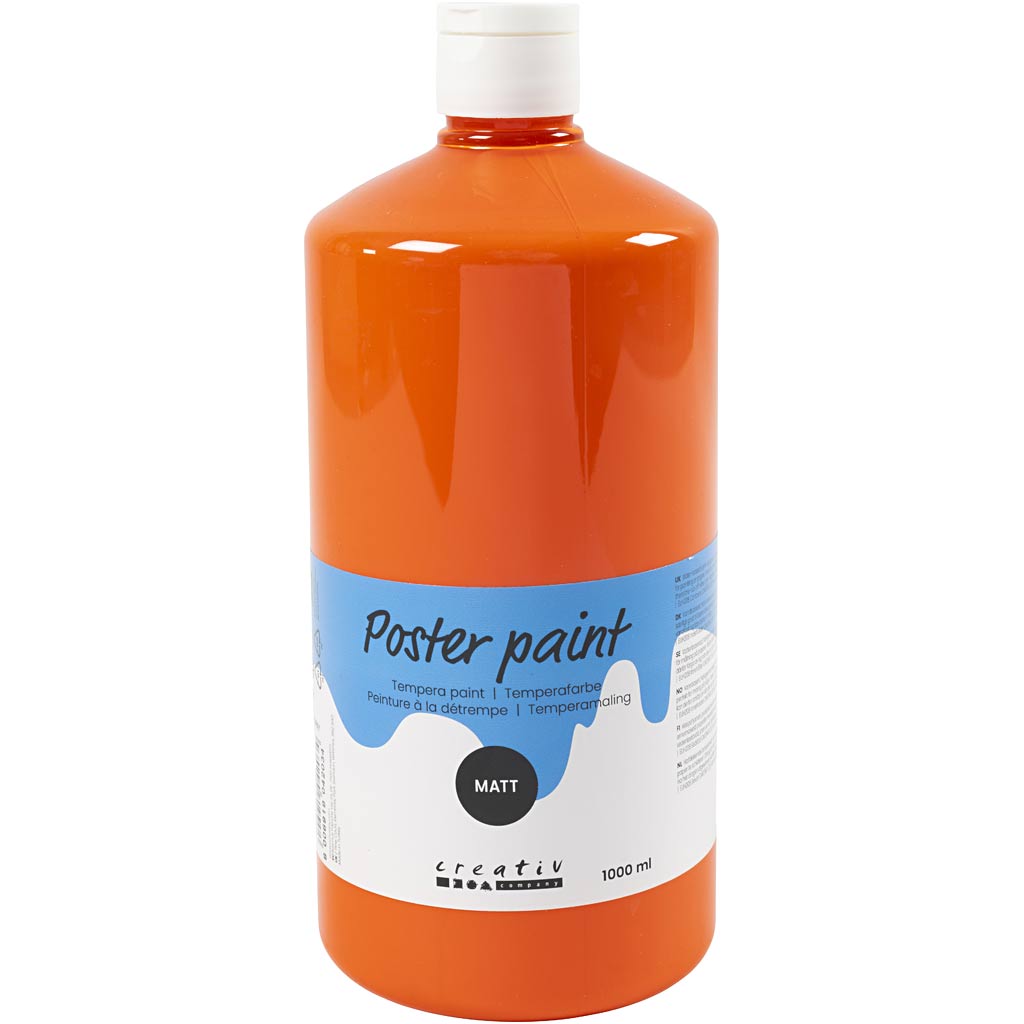 Poster paint Matte, orange, 1000 ml/ 1 bottle