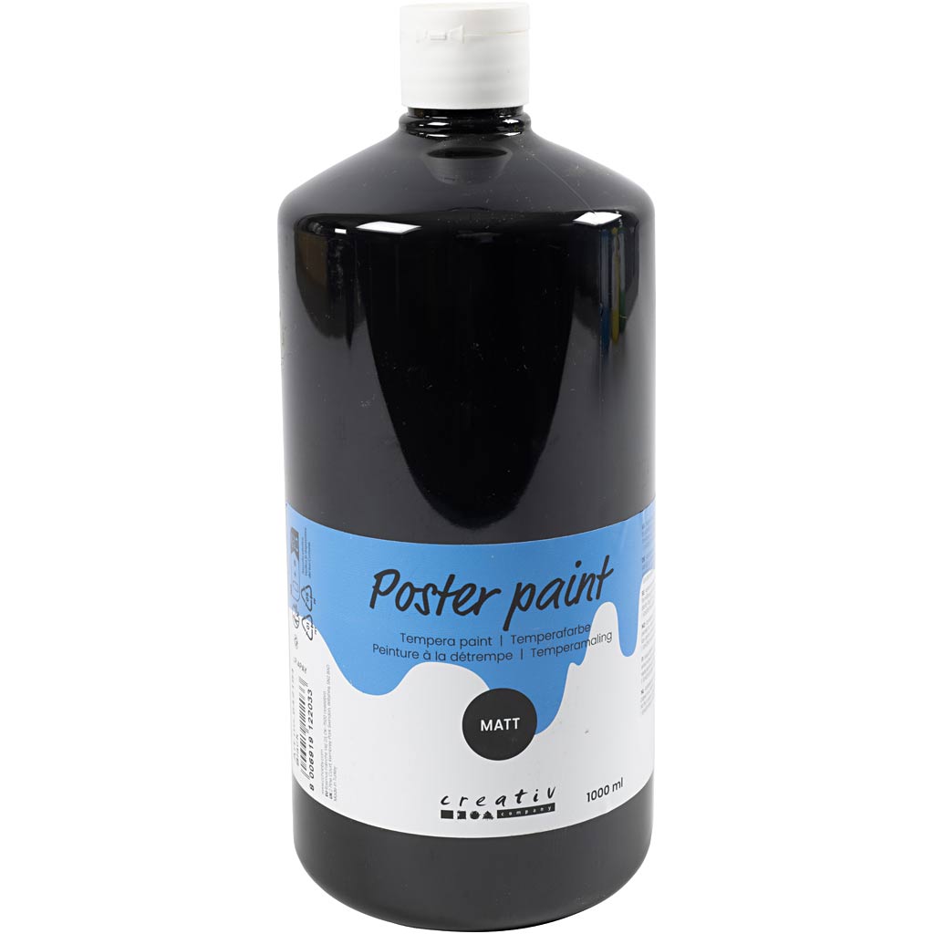 Poster paint Matte, black, 1000 ml/ 1 bottle